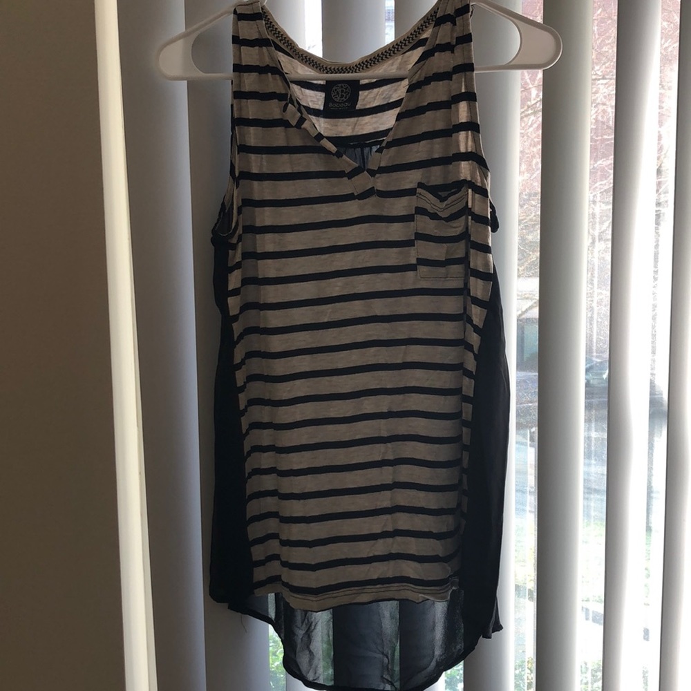 Bobeau stripped top, with black mesh back.